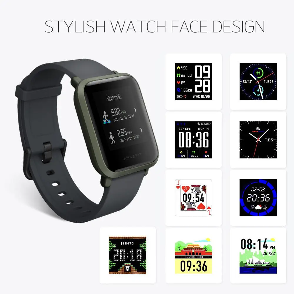 120 дней работы от батареи Xiaomi Huami Amazfit Bip 1,28 дюймов емкостный сенсорный экран IP68 Android4.4 iOS8 умные наручные часы