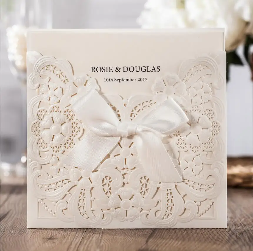 1 шт. свадебные пригласительные открытки с лазерной резкой и конвертами rсвп