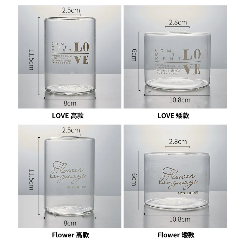 Европейская стеклянная ваза прозрачная прямая цилиндрическая гидропонная