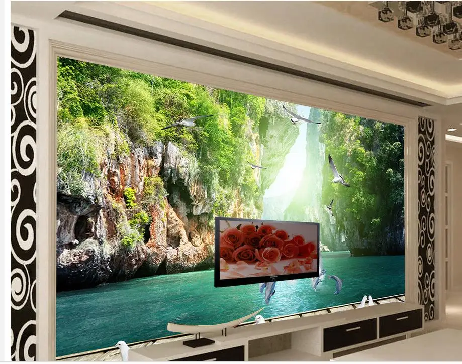 3d обои для комнаты украшение дома дельфин гилинь пейзаж фон настенные