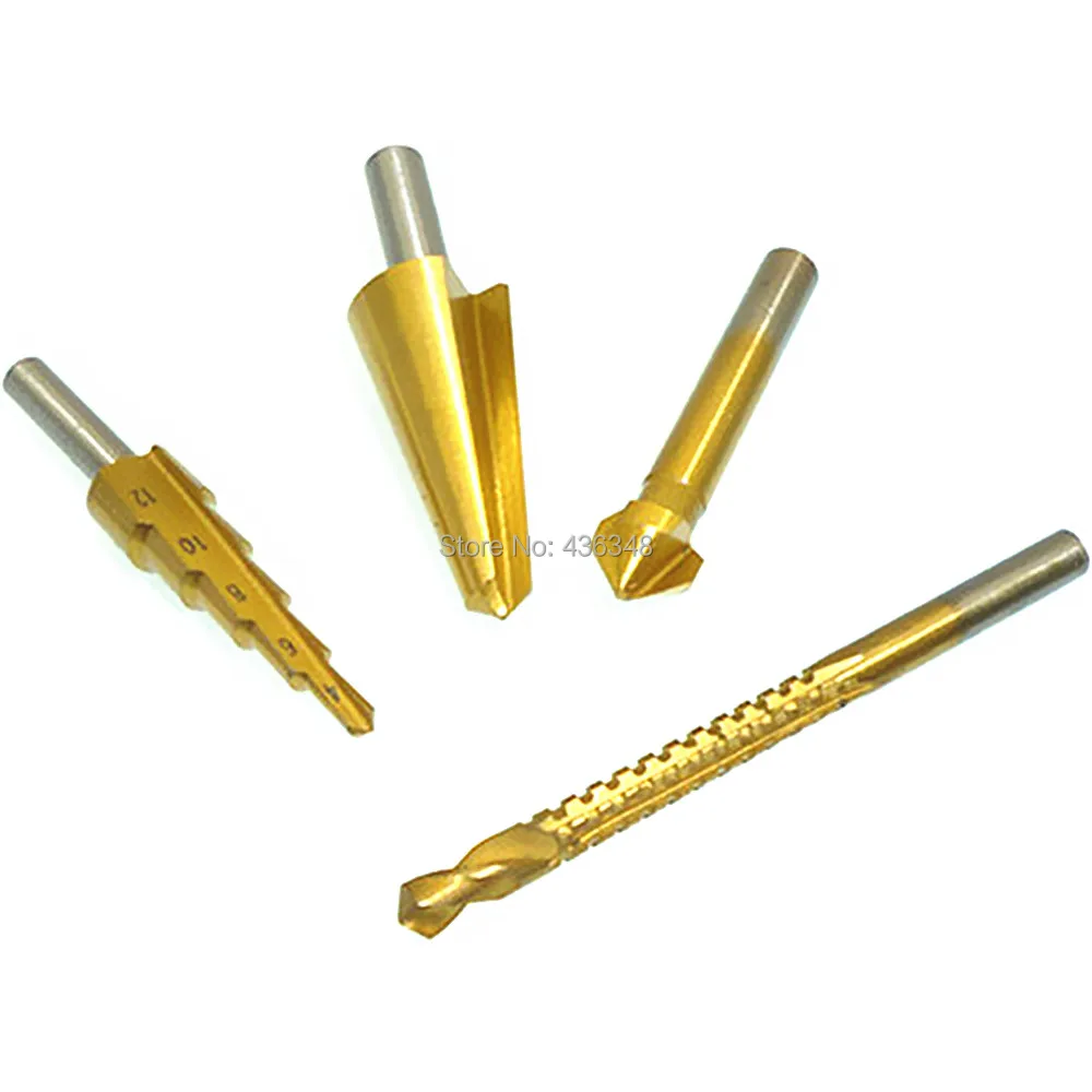 4x Пилы Сверла HSS шаг Бурильные долото конус зонтик сверла фаски Резак отверстие