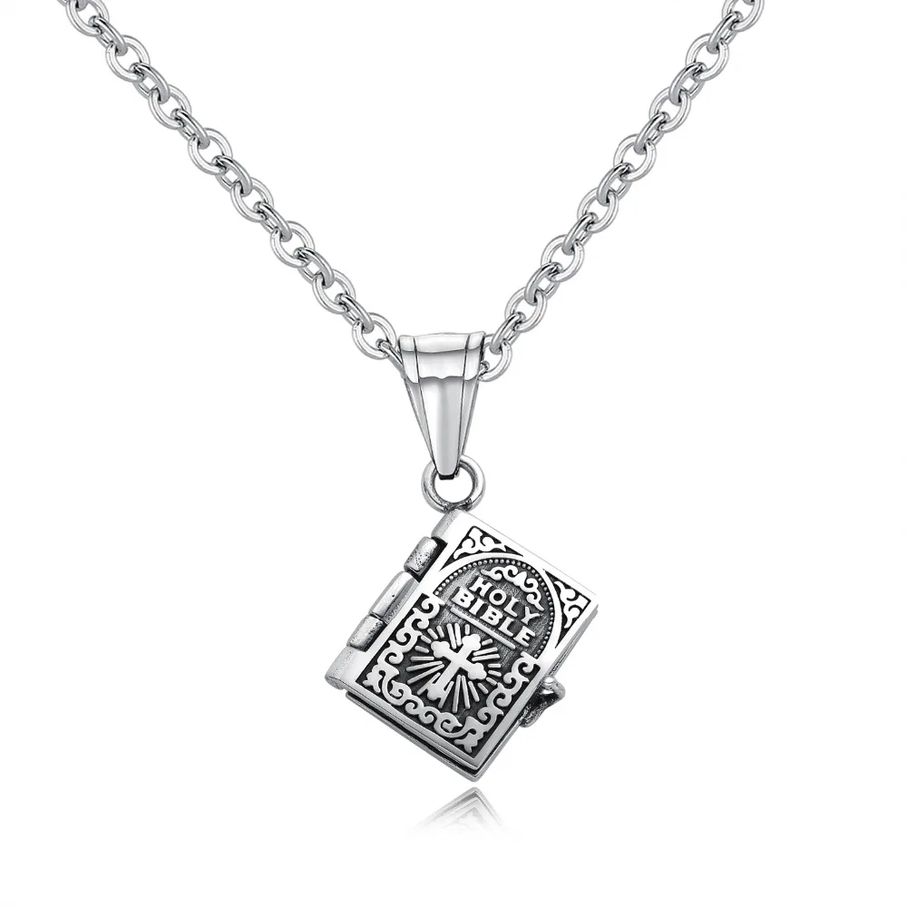 Модное классическое винтажное ожерелье с подвеской-крестом из Библии