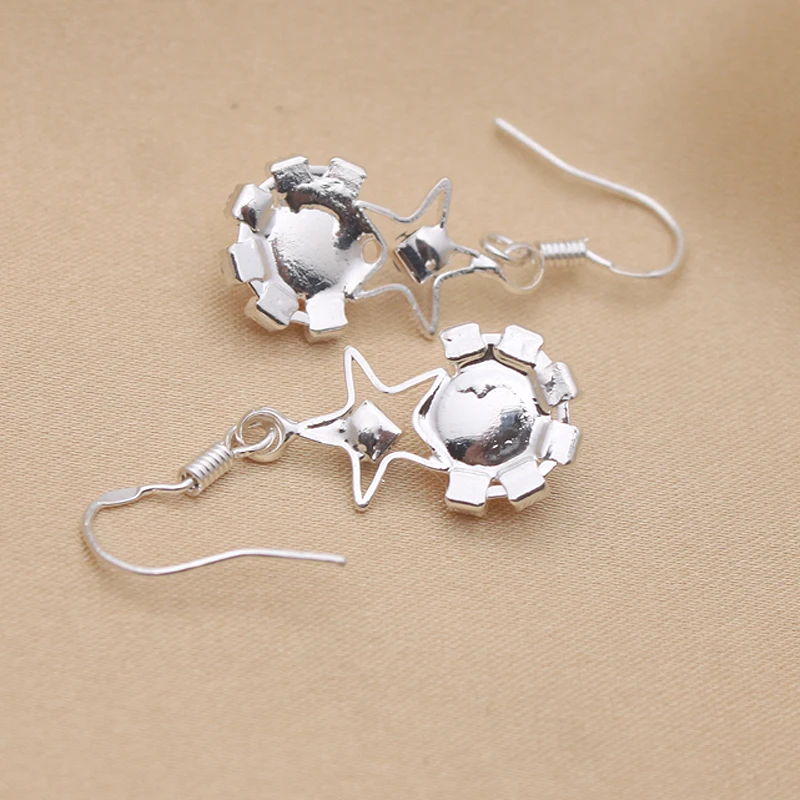 Полые серьги с синими кристаллами вечная Звезда серебро 925 розовые из