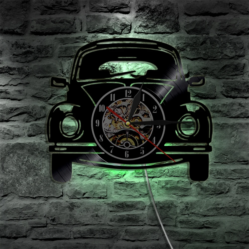 12 &quotАвто Винтаж виниловых пластинок настенные часы с изображением машинок
