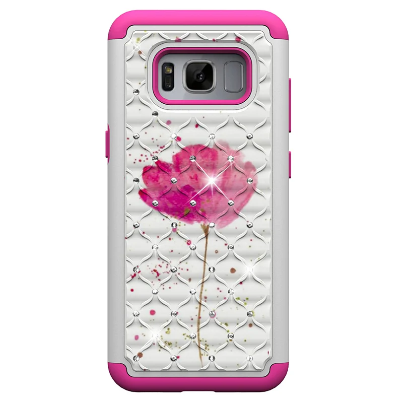 Pink Flower Роскошный чехол для samsung Galaxy S8 S9 Plus J3 J7 Prime, блестящий противоударный чехол с рисунком для samsung J3 J7 Note9, чехол - Цвет: Pink Flower