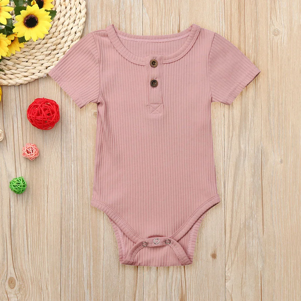 Одежда для новорожденных мальчиков и девочек Однотонные комбинезоны с короткими