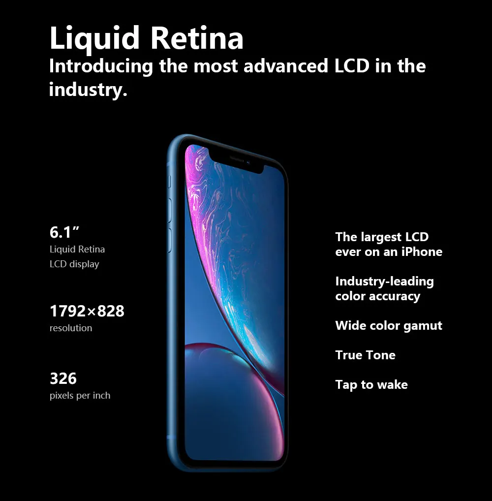 Разблокированный Apple iPhone XR | 6," жидкий retina полностью ЖК-дисплей Дисплей 64 Гб/128 ГБ/256 ГБ Встроенная память 4 аппарат не привязан к оператору сотовой связи Apple смартфонов