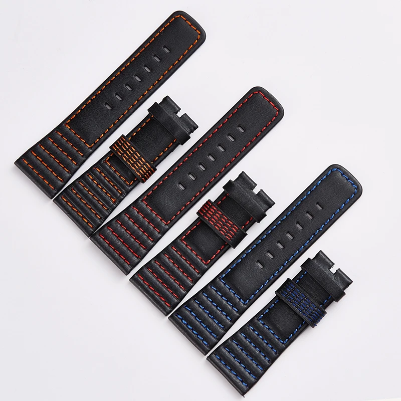 Черный ремешок из воловьей кожи аксессуары 28 мм для семи пятнышек крутой мужской