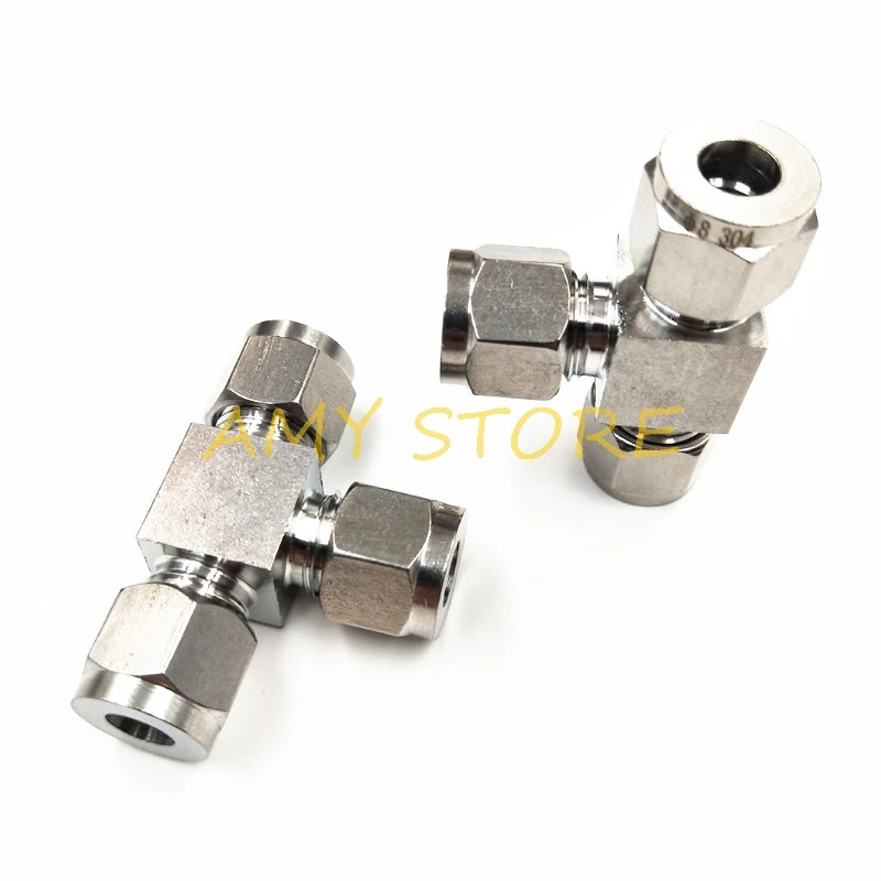 Stainless Steel SS304 Single Tee Quick Ferrule Connector Pipe Fittings 1/8&quot 1/4&quot 3/8&quot 1/2&quot 3 4 6 8 10 12 14 16mm Equal Reduce |