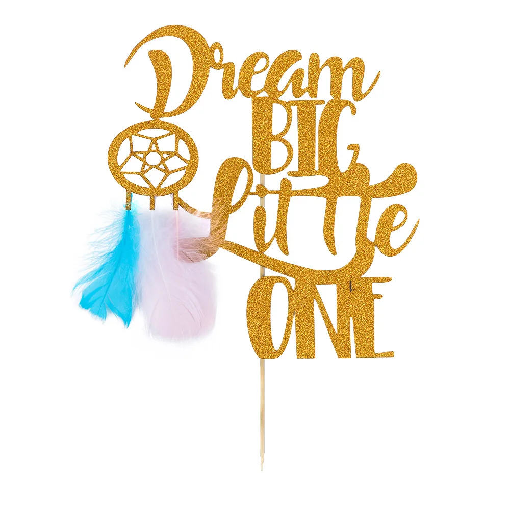 1 шт. украшение для торта Topper Золотая блестящая бумага надпись Dream Big Little One дня