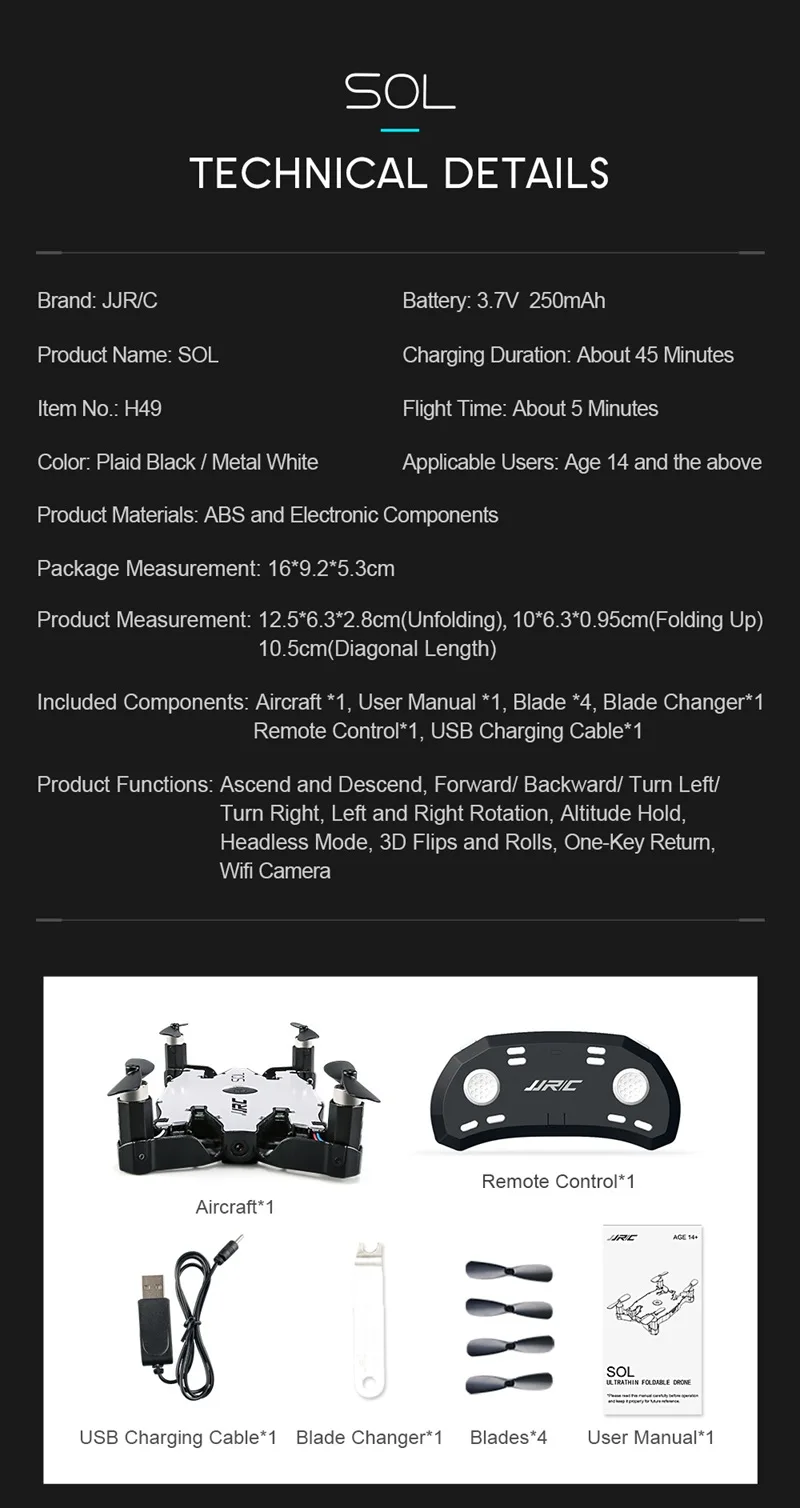 JJRC JJR/C H49 720P камера Авто Складная Рука RC Квадрокоптер Дрон wifi ультратонкий режим удержания высоты Вертолет VS H37 H47