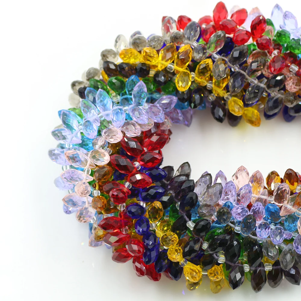 

ZHUBI Wholesale Newest 3A Top Quality Crystal Tear Drop White 6*12mm Crystal Droplet Beads For Jewelry DIY Making Craft