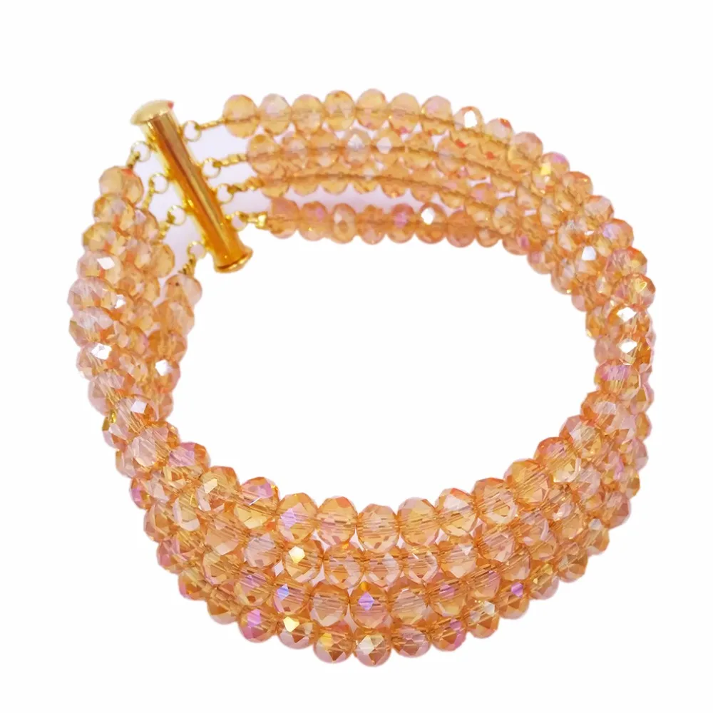 Модное ожерелье цвета шампанского и золотого AB с кристаллами бусинами из