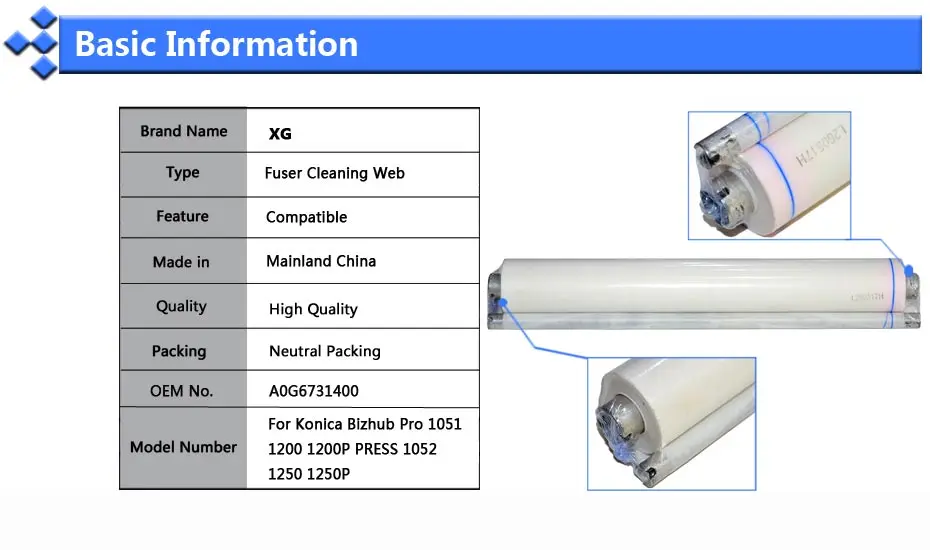 2 шт. Совместимость Чистка печки принтера веб-замена для Konica MINOLTA Bizhub Pro 1051 1200 1200P