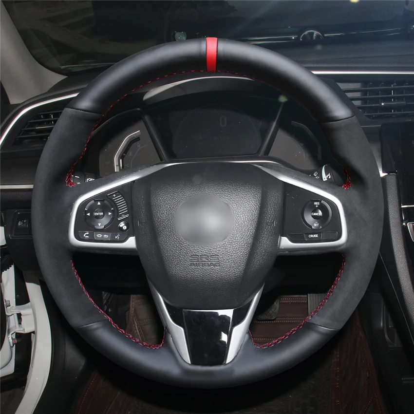 MEWANT черный замшевый чехол для руля ручной работы из натуральной кожи Honda Civic 10 CR V