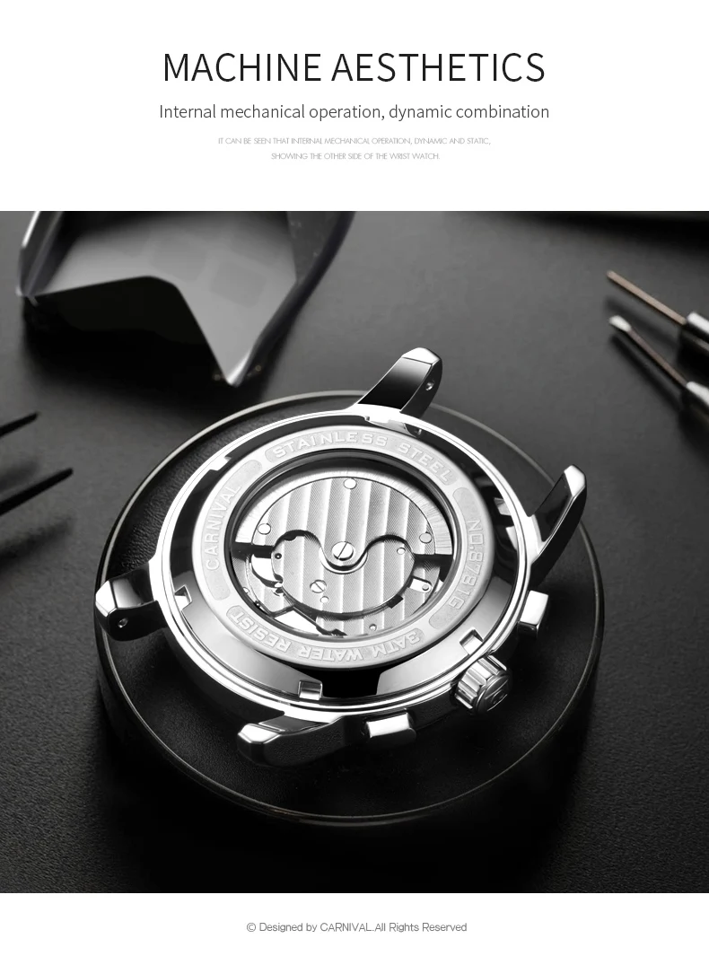 Часы мужские механические водонепроницаемые в стиле милитари с кожаным ремешком