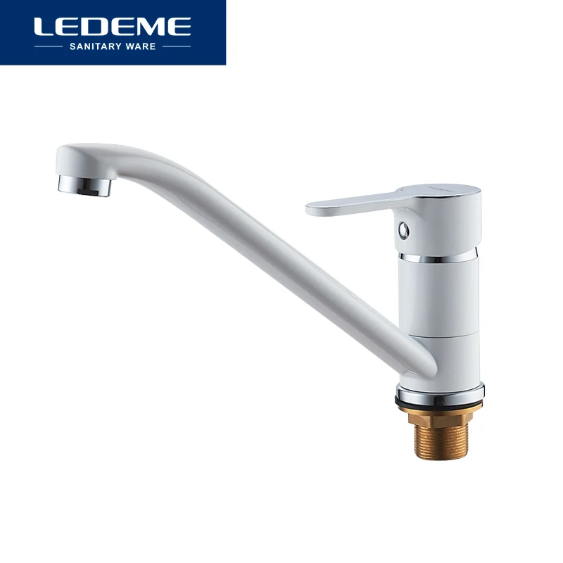 LEDEME New Classic Style Kitchen Faucet Solid Brass Single Handle Cold and Hot Water Tap 360 Degree Rotation Spray Paint Faucets |
