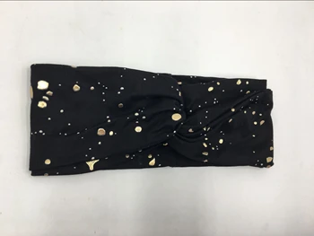turban T175222 эластичный модный головной убор из хлопка с Блестящими Металлическими брызгами из золотой фольги, мягкие повязки для женщин в Золотой горошек с граффити - Цвет: turban