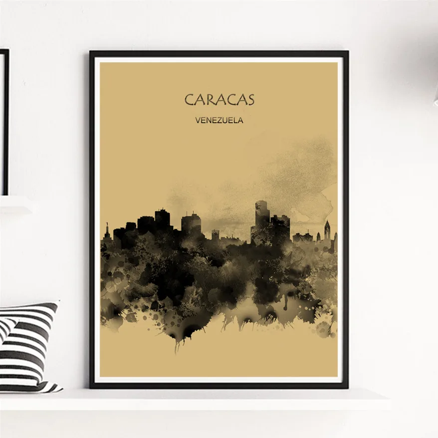 Ретро крафт-бумага Vintage плакат Каракас для дома гостиная кафе-бар украшение стены