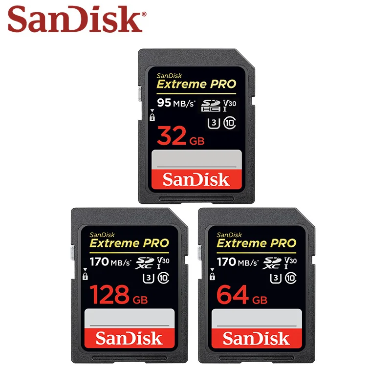 Sandisk Extreme Pro SD-карта класс 10 256 ГБ 128 32 64 максимальная скорость чтения 95 МБ/с./с |