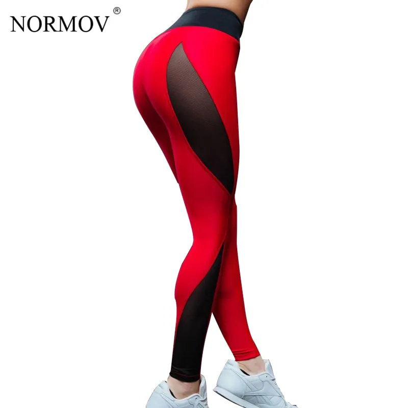 NORMOV женские леггинсы для фитнеса сетчатые лоскутные с высокой талией спортивная
