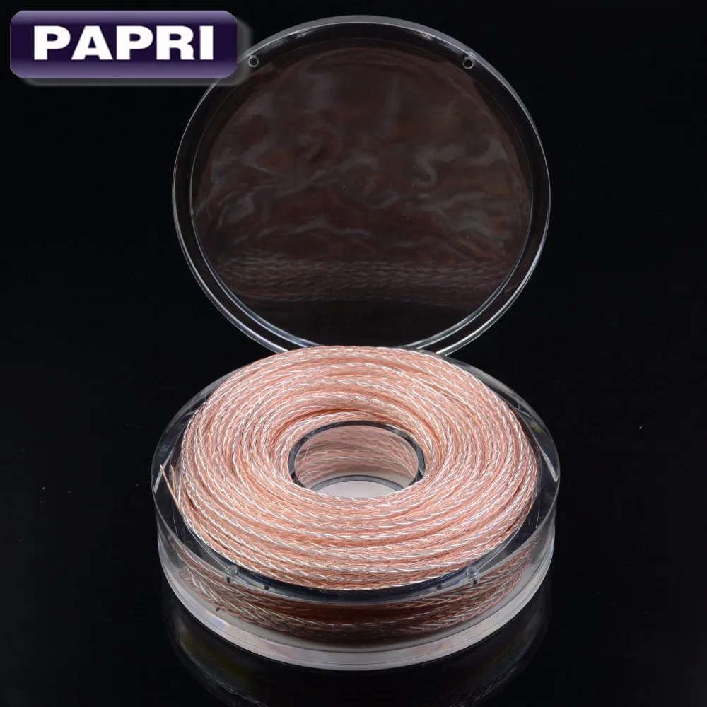 PAPRI DIY кабель наушников HiFi наушники 3.28ft/1M плетеный PTFE OCC Медь серебряной проволоки