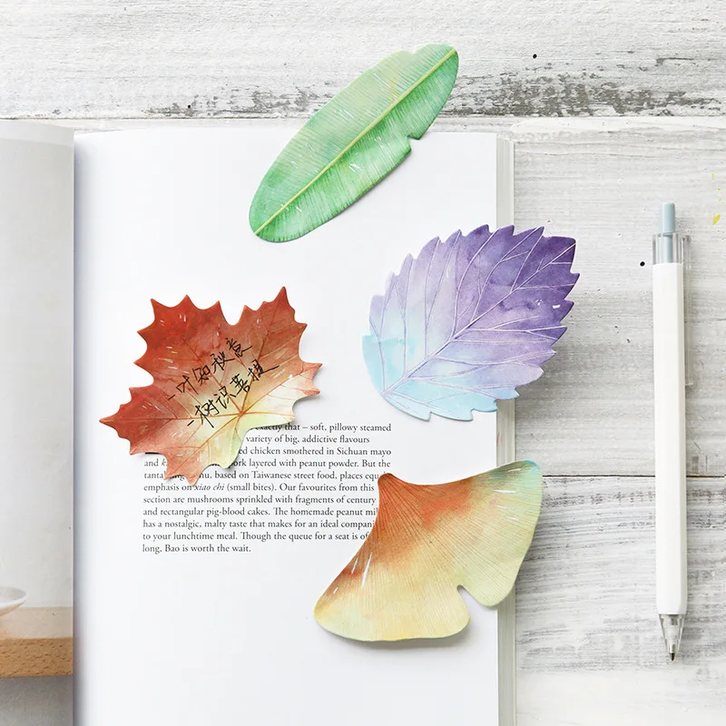 

Kawaii Cute Ginkgo Maple Leaf Sticker Bookmark Marker Memo Pad Flags Sticky Note Stationery Office Supplies Papeleria sl1143