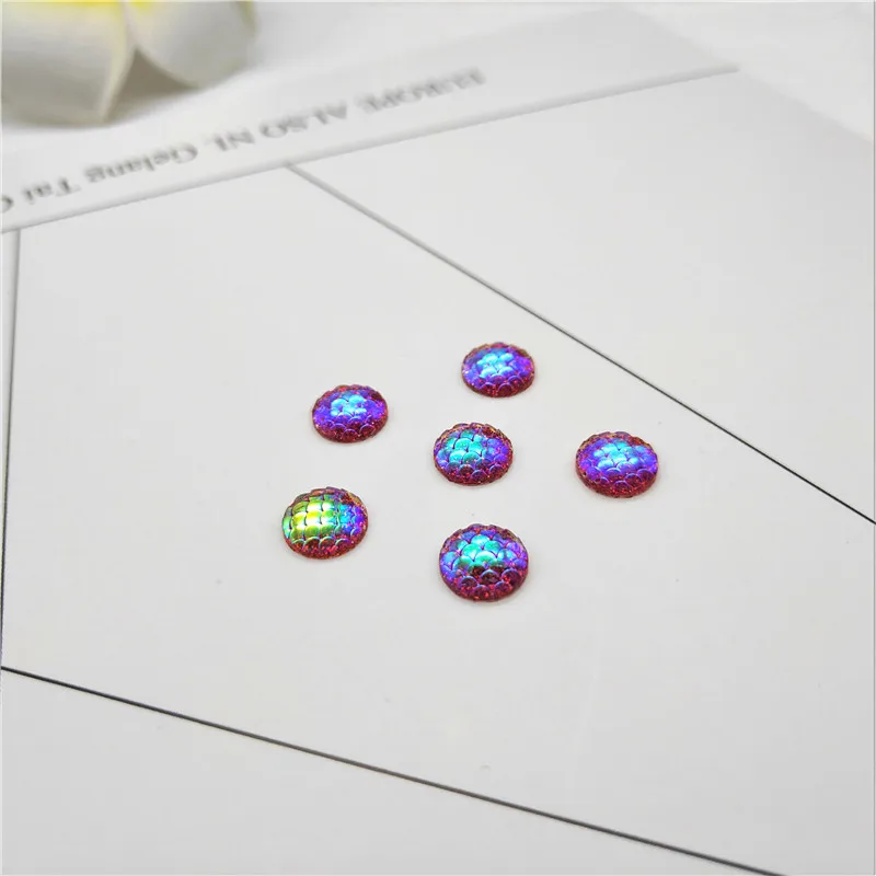 1 Pack 10mm Round Flatback AB Iridescent Resin Mermaid Cabochons Cameo Fit DIY Earring Base Jewelry Making Findings Supplier | Украшения и