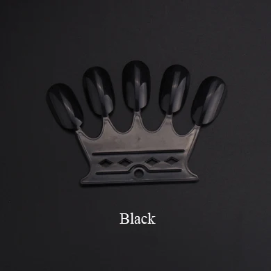 Black 10 шт./лот, накладные украшения для ногтей, демонстрационные советы с короной, дизайн, натуральный, прозрачный, белый, черный цвет, краска для ногтей, цветная карта, набор для обучения - Цвет: Black