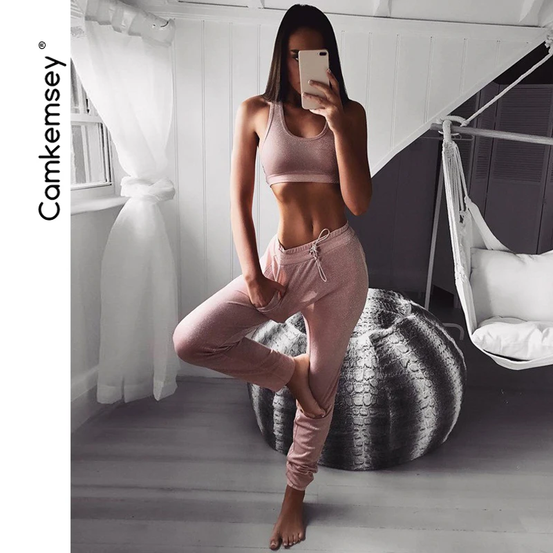 CamKemsey модные розовые серебряные шикарные комплекты из 2 предметов для женщин 2019