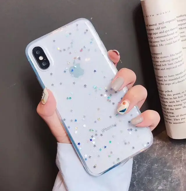 white Блестящие звезды с блестками Мягкий силиконовый чехол для samsung Galaxy A30 A10 A20 A40 S A60 A70 A50 телефон Сумки J4 J6 крышка A9S A750 - Цвет: white