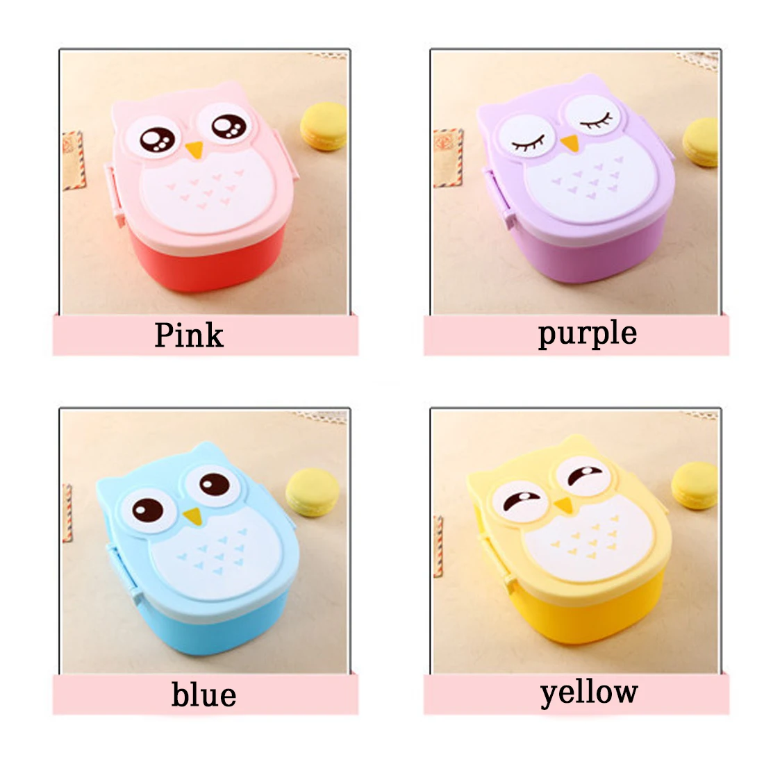 Fashion 2 Layer Cartoon Owl Lunchbox Bento storage for rice Fruit Storage Microwave Plastic box Cutlery Set Fiambrera | Дом и сад