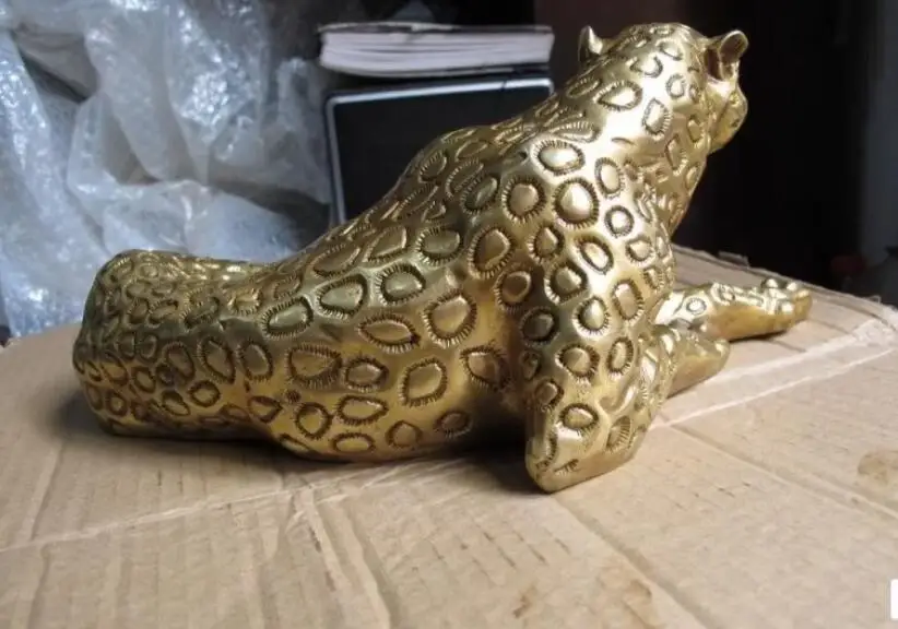 Китайская народная знаменитая медная латунная статуя животного леопардовой