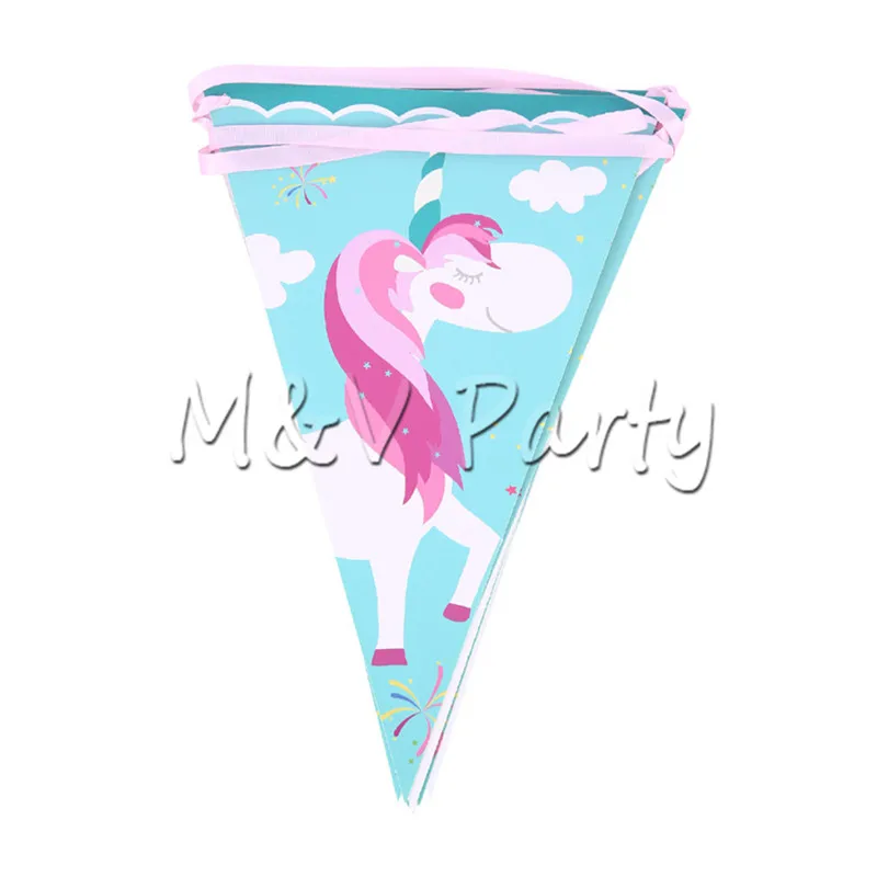 Cartoon Green Unicorn Theme Party Disposabke Tableware Paper Cup Plates Flag Napkin Birthday Wedding Decoration Supplies | Дом и сад
