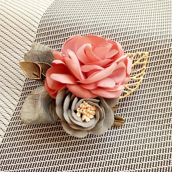 New Woman Brooches Handmade Yard Fabric Flowers Pin Vintage Leaf Suits Fashion Jewelry Coat Corsage Accessories | Украшения и