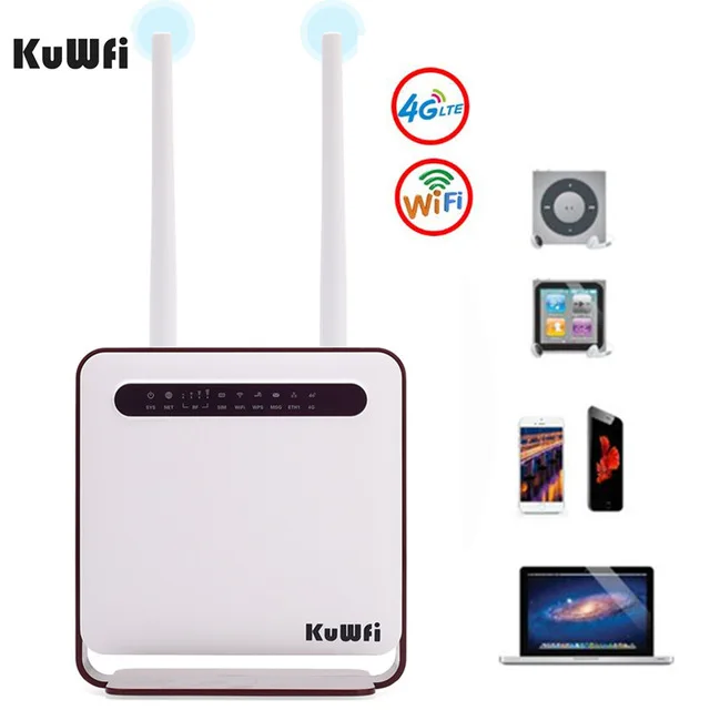 KuWfi 4G WiFi маршрутизатор 300 Мбит/с беспроводной Wi-Fi Мобильный LTE 3G/4G разблокированный CPE маршрутизатор с sim-слотом 4LAN порты Поддержка 32 пользователей Wifi