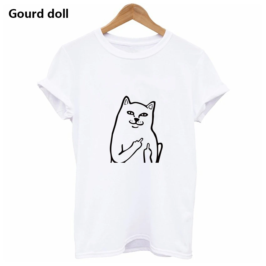 Cat white 90 Женская Футболка harajuku ulzzang в стиле панк, футболка с буквенным принтом и круглым вырезом, Женские повседневные топы tumblr - Цвет: Cat white