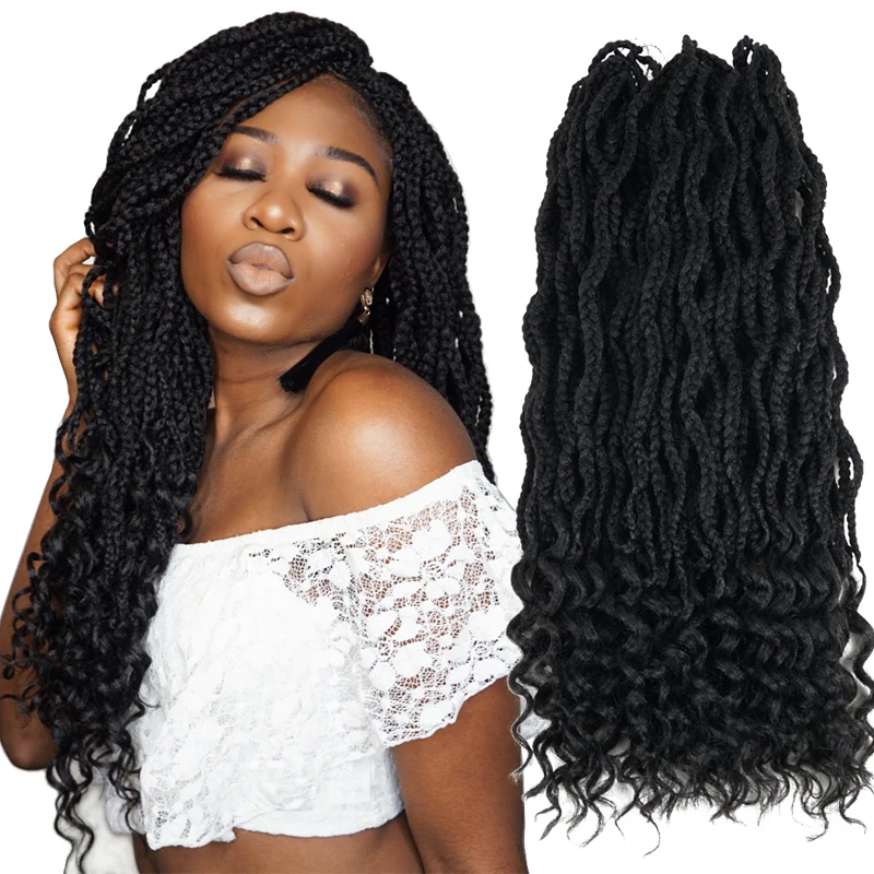 Богиня вязаный крючком долгий ящик косы прически расширения Kanekalon синтетических