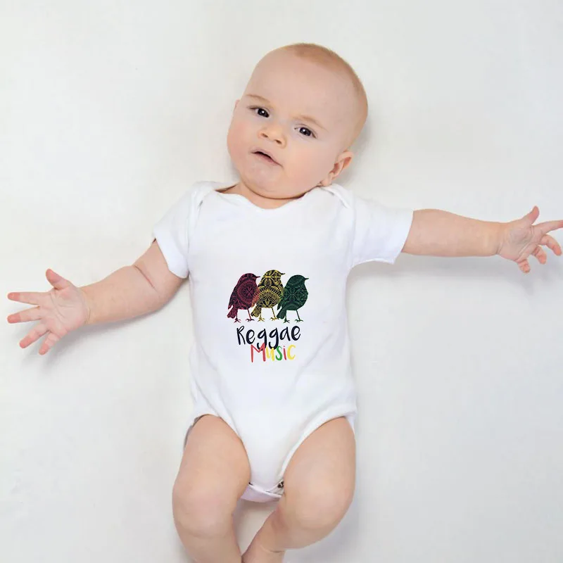 Детский хлопковый комбинезон DERMSPE с коротким рукавом и надписью Reggae для