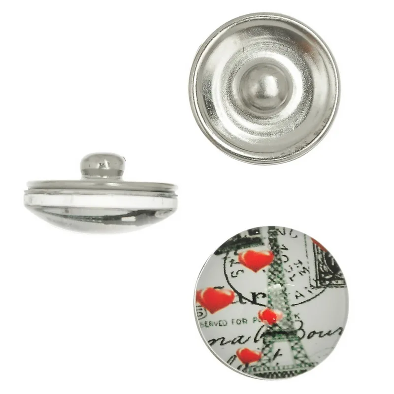 10 шт. микс разноцветных узоров Эйфелевой башни круглые стеклянные щелчки кнопки