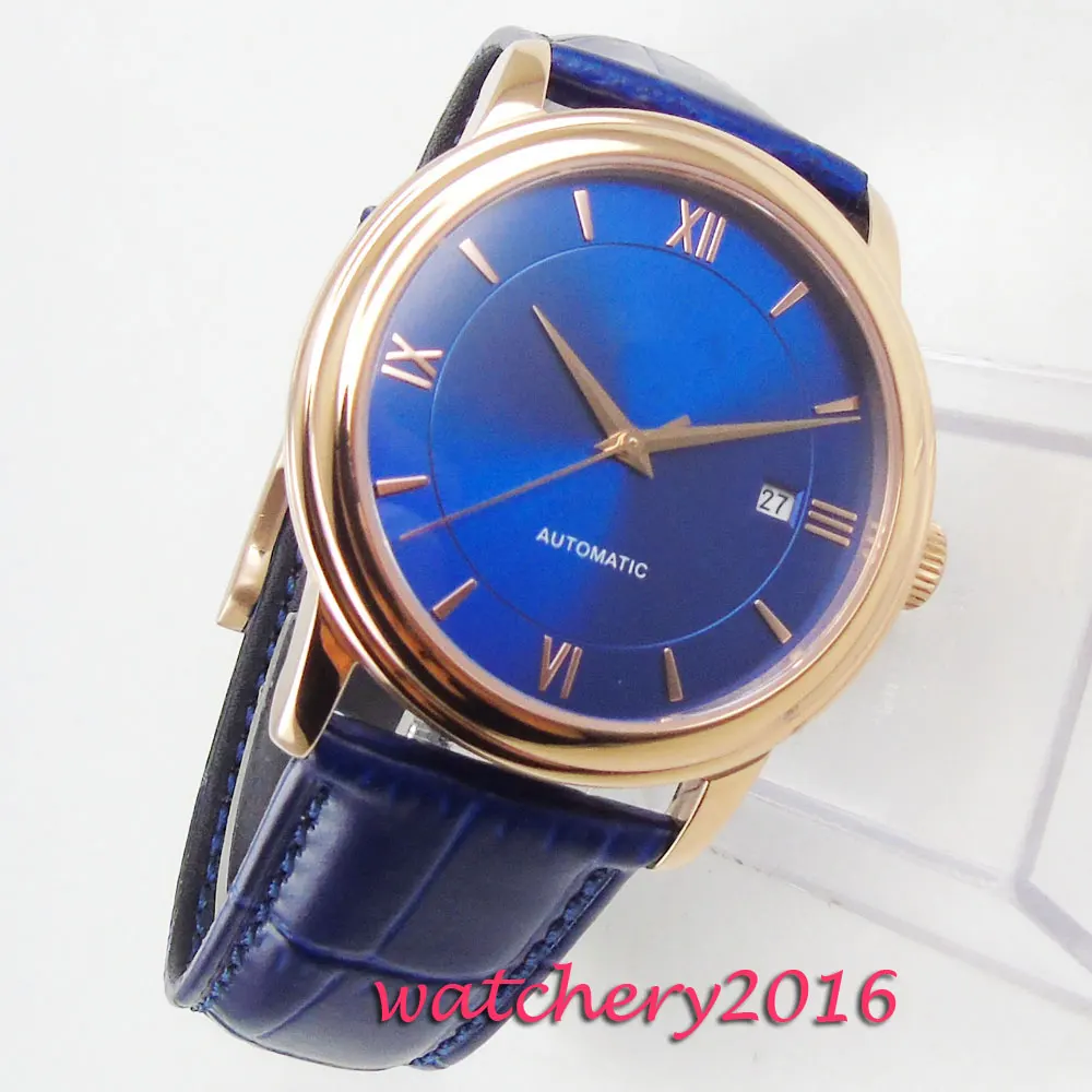 Роскошные Мужские автоматические механические часы Miyota чехол из нержавеющей