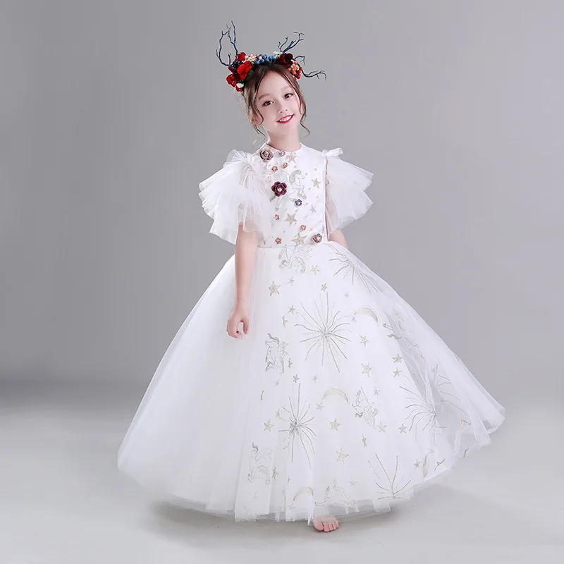 Новинка 2019 романтическое свадебное платье с цветочвечерние принтом для девочек