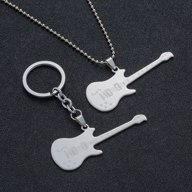 Мода 2017 г. Гитары очарование нержавеющей якорь музыка Сталь кулон Цепочки и
