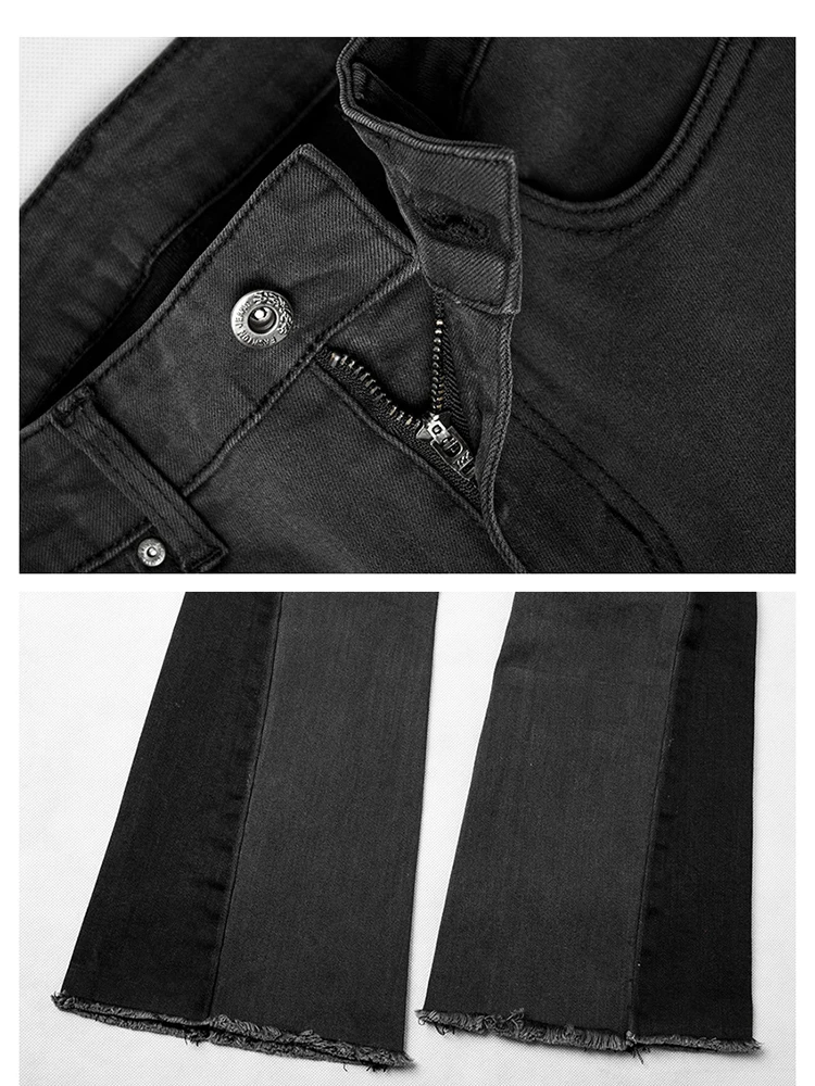 KENNTRICE Slim Fit Elastic Skinny женские брюки клёш Растяжка мягкая средняя талия колокольчик-низ штаны женские джинсы черный