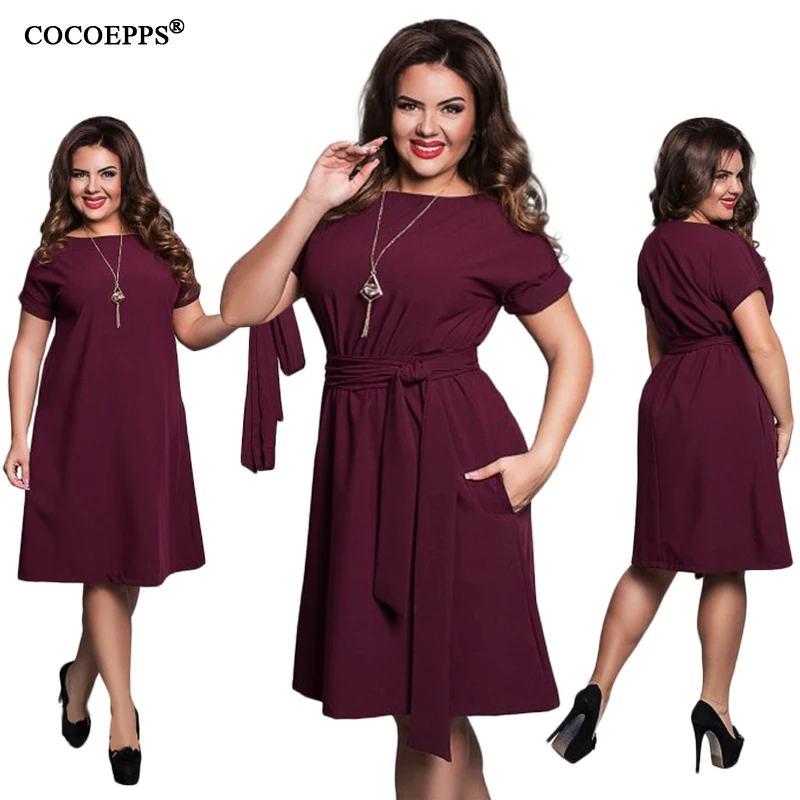 

COCOEPPS Elegant Casual women blue dresses big sizes NEW 2019 plus size women clothing Summer style o-neck bodycon Chiffon Dress