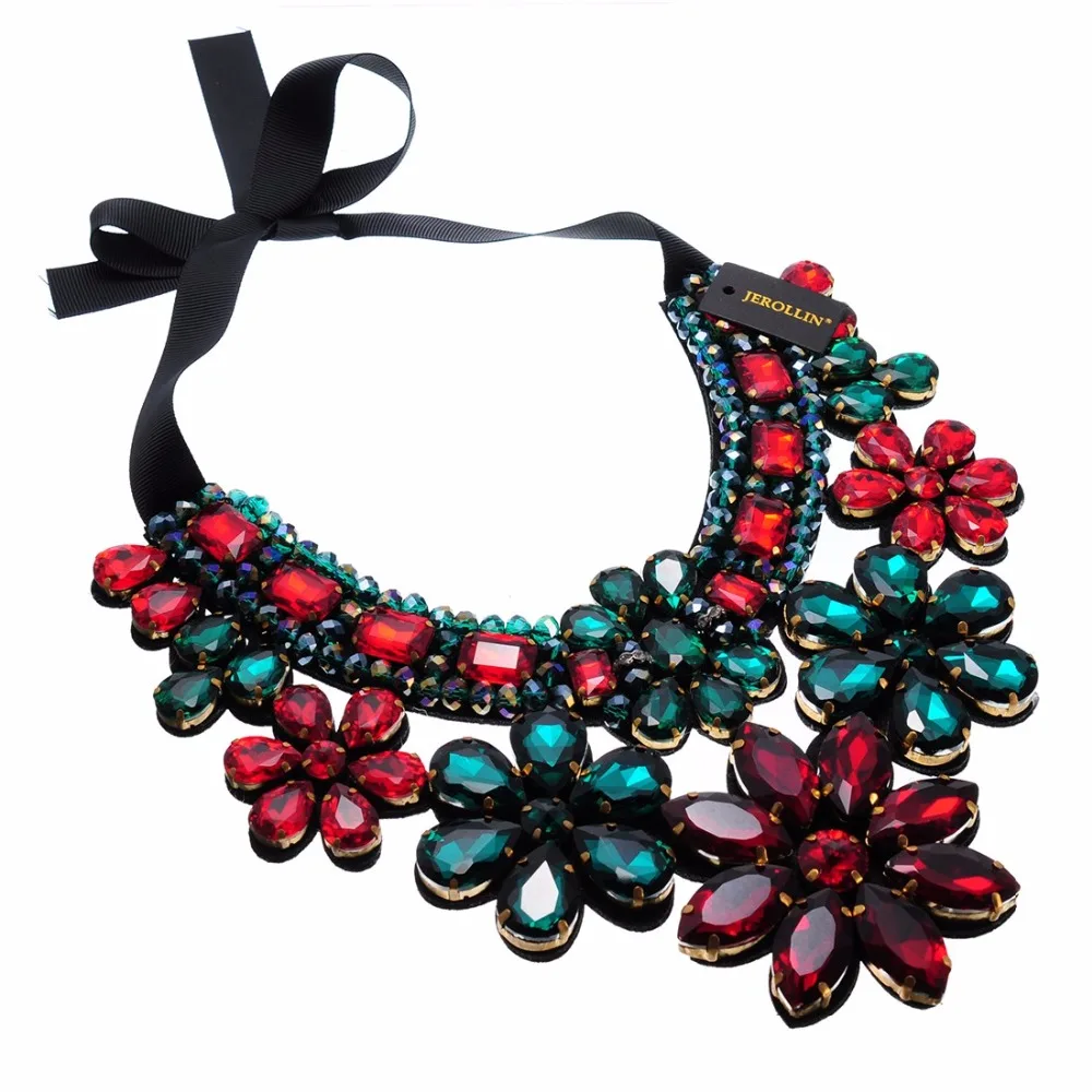 Ювелирные Изделия Цепи Зеленый Красный Стекло Колье Себе Подвеска Биб Ожерелья