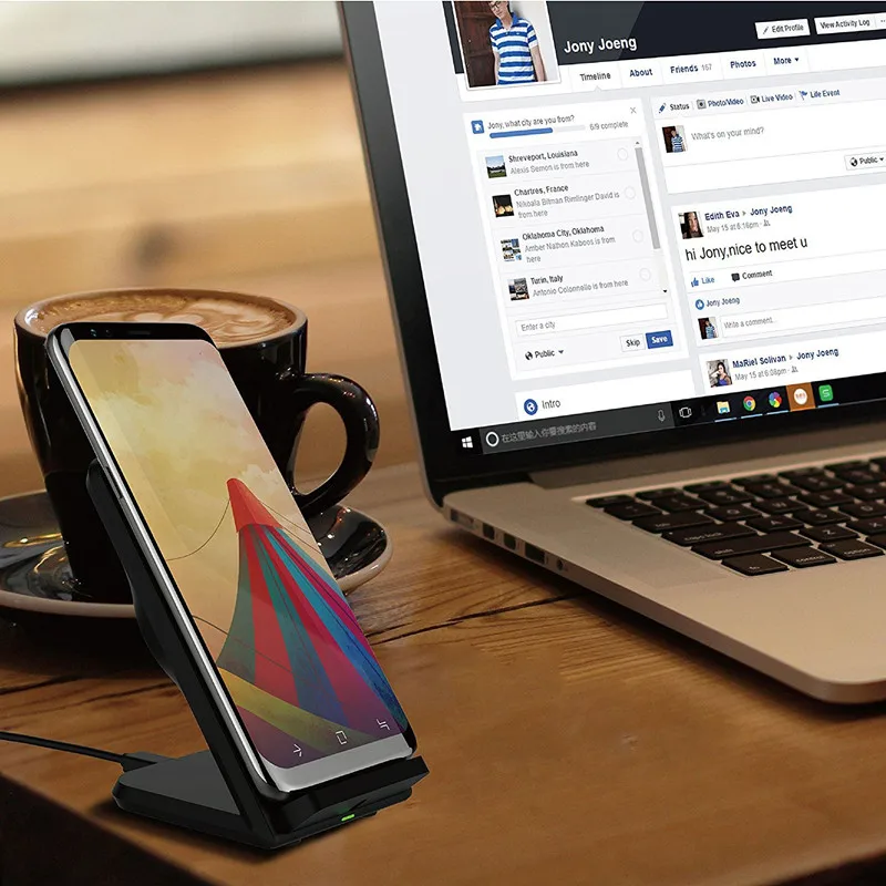 Aterwo 10 Вт Qi Беспроводной Зарядное устройство для samsung S9 S8 S7 Note 9 быстро зарядки iPhone XS