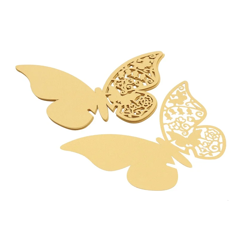 Gold 20 шт./лот бабочка Лазерная резка бумага место карты/карточка сопровождения/чашка карты/бокал для вина карты для украшения свадебной вечеринки - Цвет: Gold