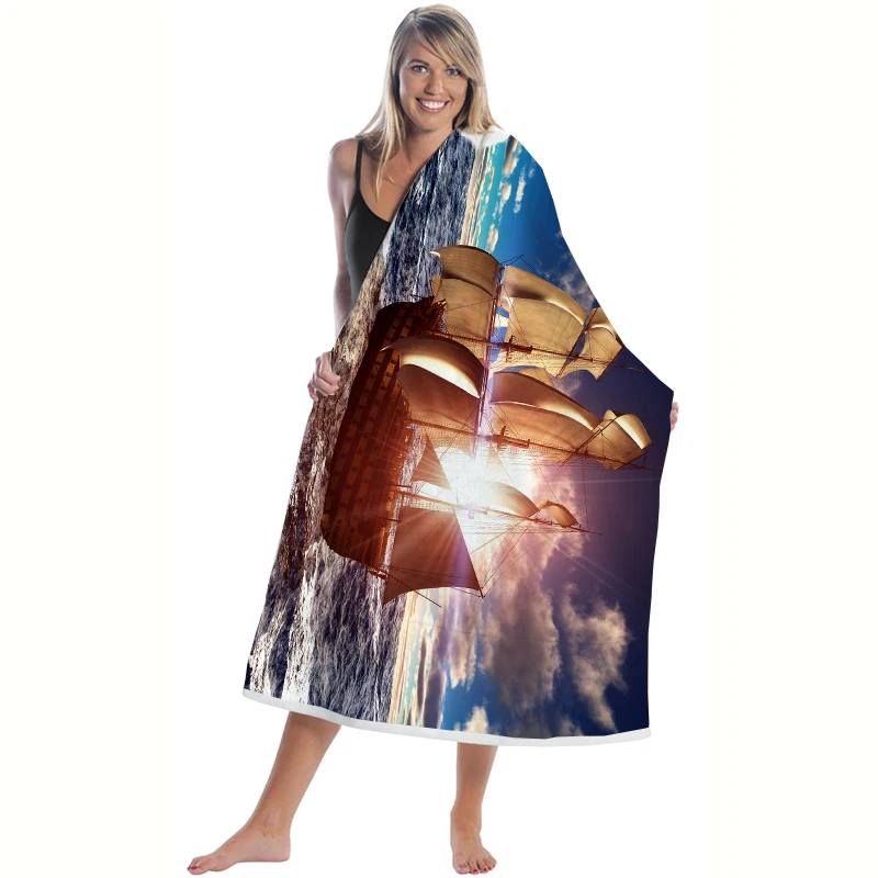 Microfine пляжное полотенце парусное большое из микрофибры спортивное для