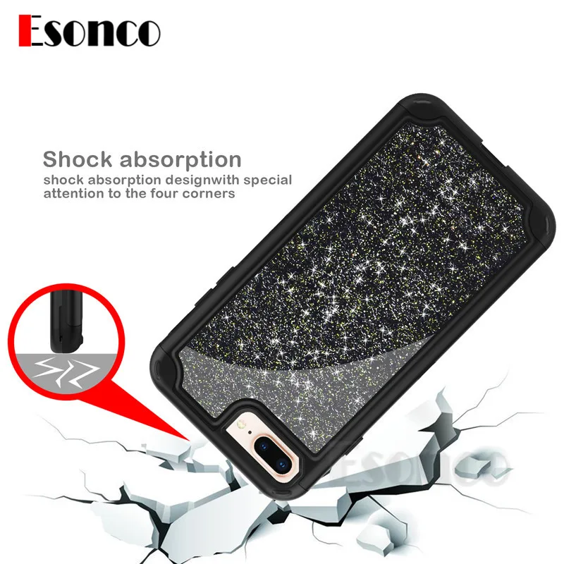 Glitter 360 Degree Full Protection Case for iPhone X 7 8 6 s Plus 7P 8P Bling Shining Phone For |